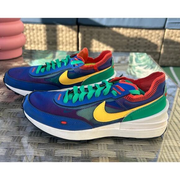 Nike Shoes - Nike Waffle One SE Green/Blue/Yellow/Red Sneaker Kids 5Y / Women’s 6.5
